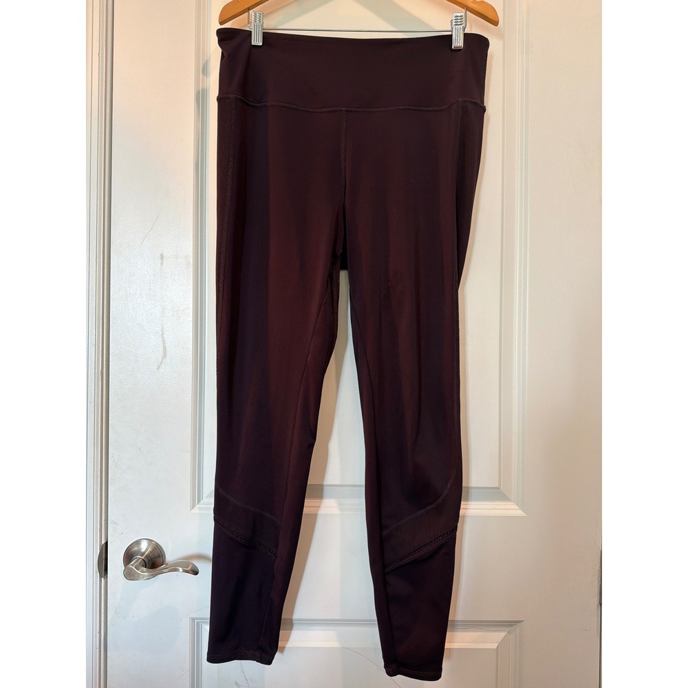 Tangerine Womens XXL Plum High-Waist Tummy-Control Rib-Trim Active Leggings